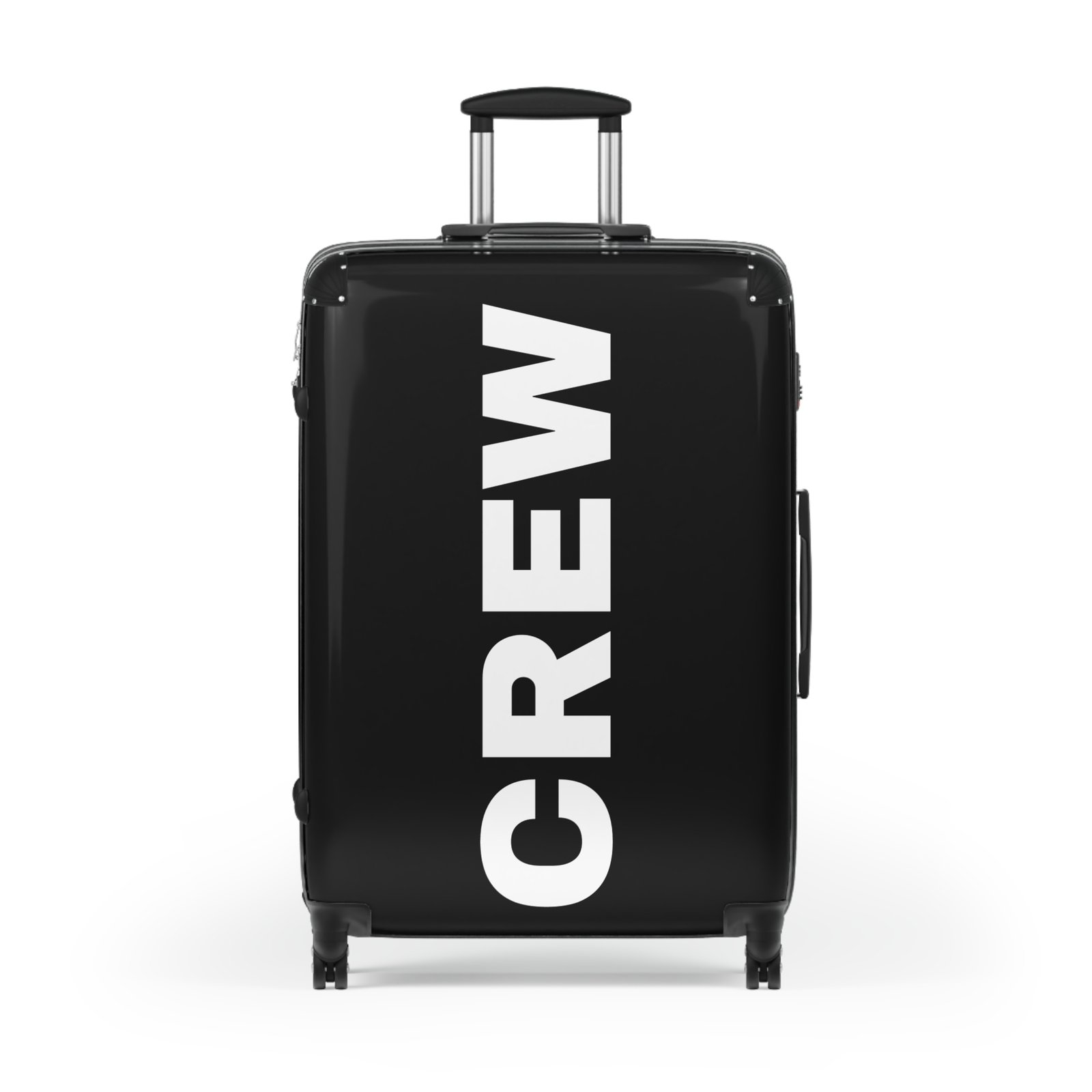 Crew Bold Text Carry-On Suitcase – Black Monogram Travel Luggage - Image 9