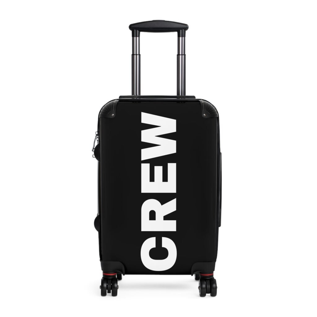 Crew Bold Text Carry-On Suitcase – Black Monogram Travel Luggage