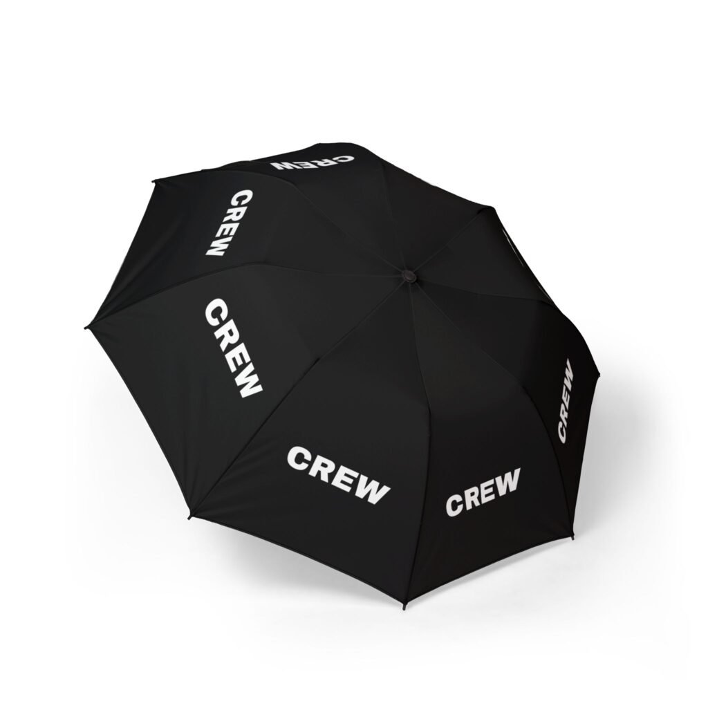 Crew Foldable Umbrella — Semi‑Automatic Compact Rain Umbrella with Bold "CREW" Print