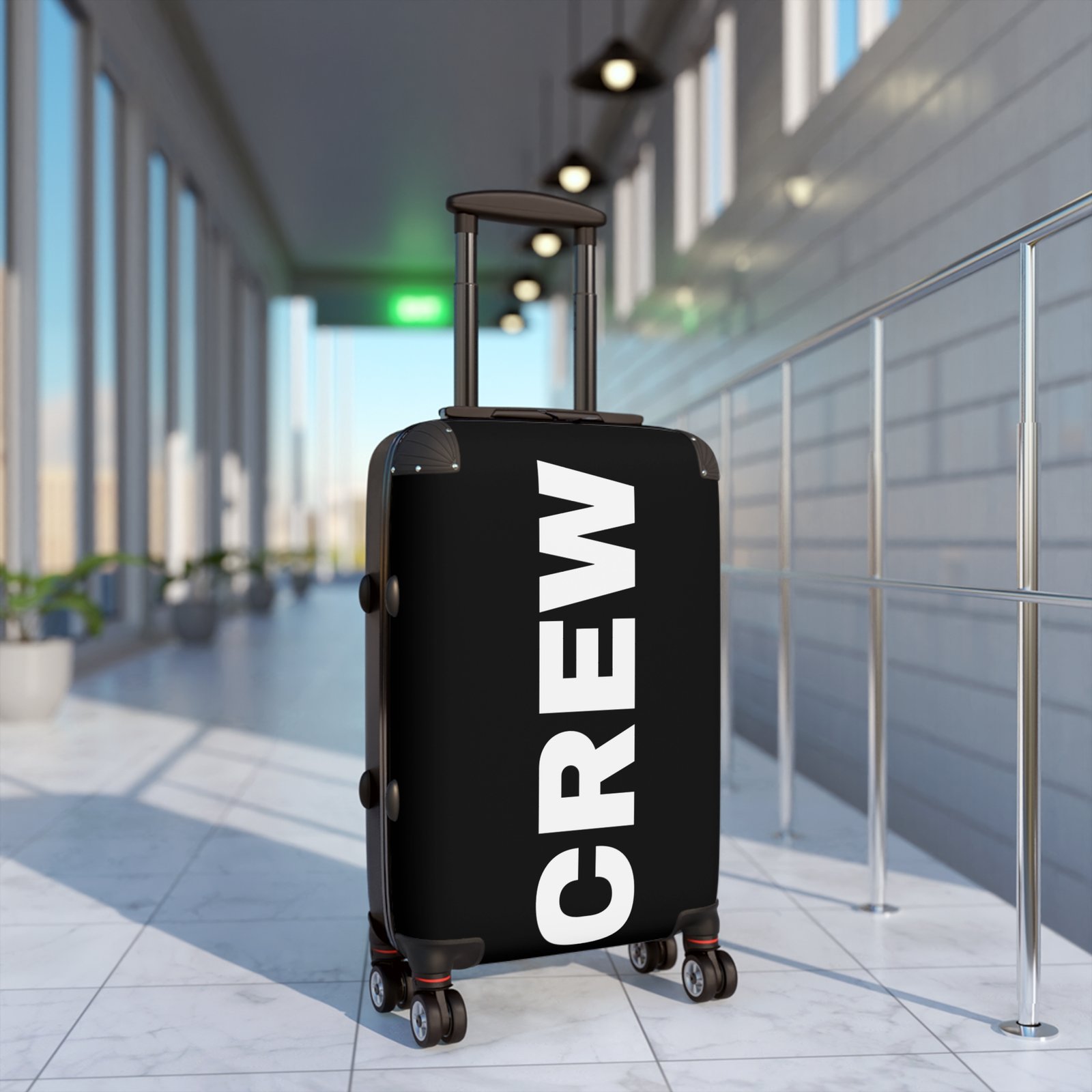 Crew Bold Text Carry-On Suitcase – Black Monogram Travel Luggage - Image 3