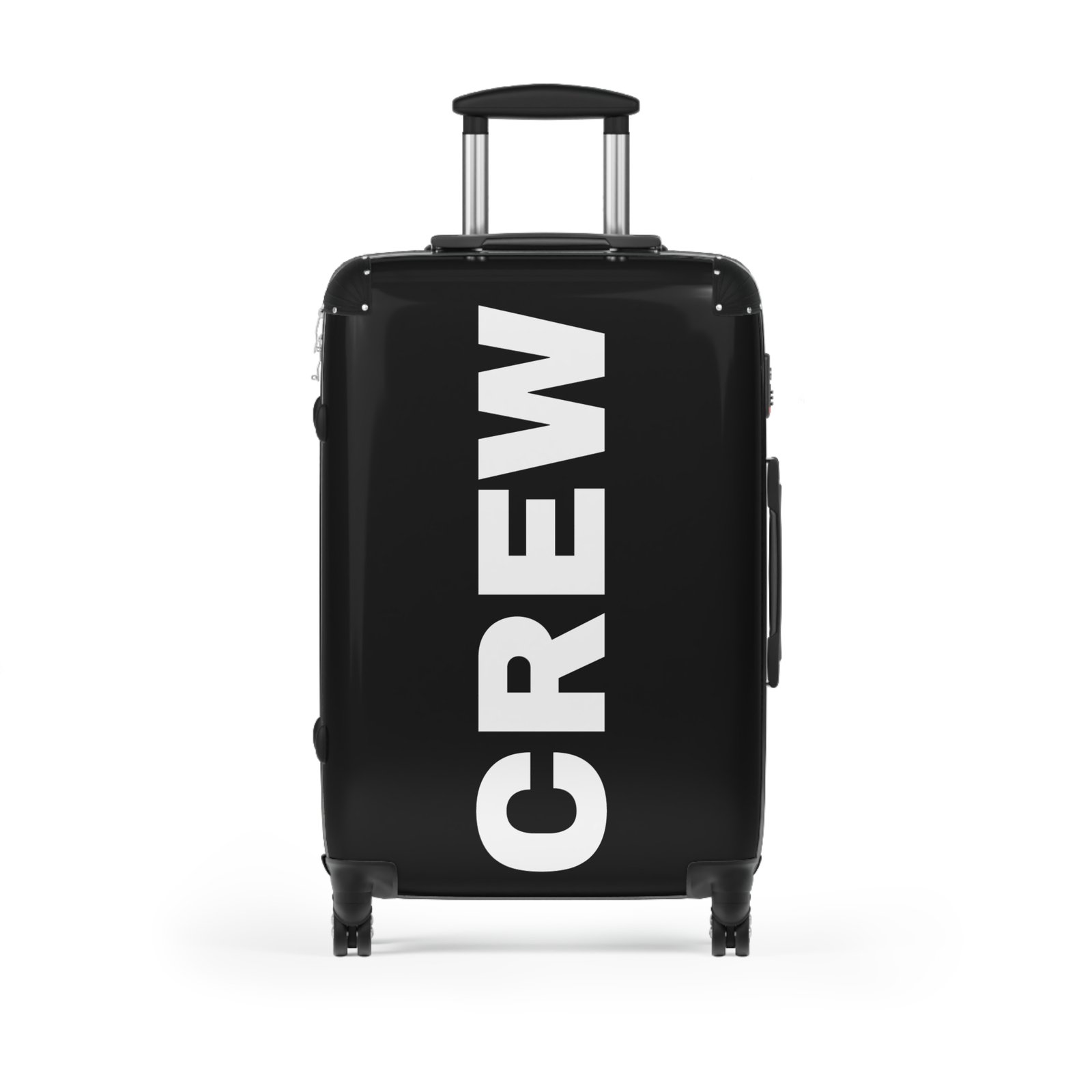 Crew Bold Text Carry-On Suitcase – Black Monogram Travel Luggage - Image 5