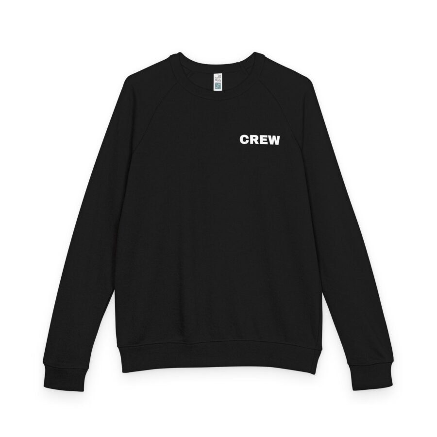 CREW Raglan Crewneck Sweatshirt — Minimal Black 'CREW' Graphic, Casual Team & Event Pullover