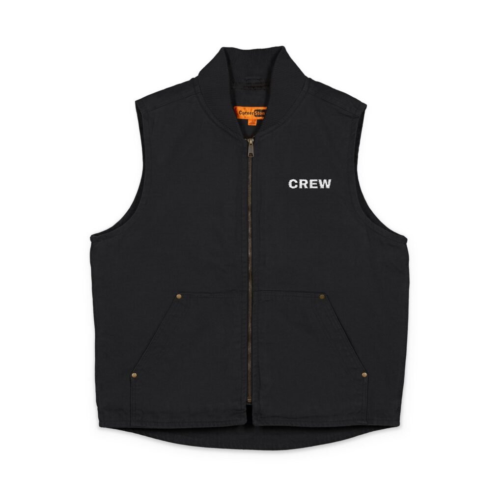 Embroidered Washed Duck Cloth Work Vest – Durable Utility Vest with Chest Logo