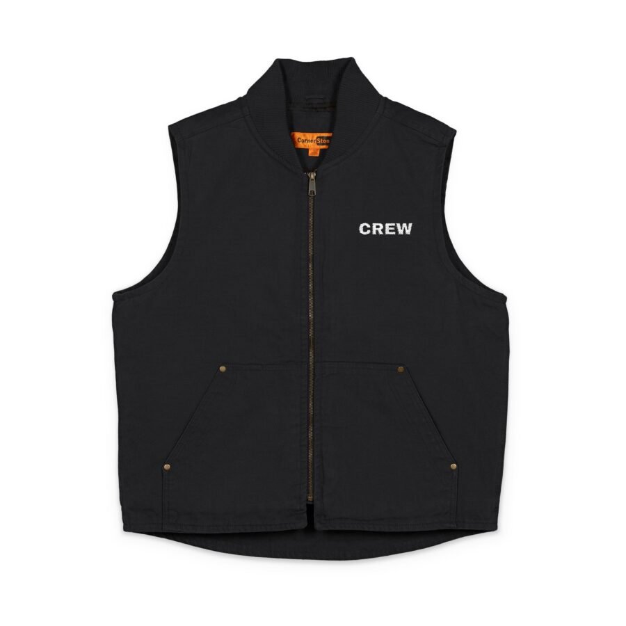 Embroidered Washed Duck Cloth Work Vest – Durable Utility Vest with Chest Logo