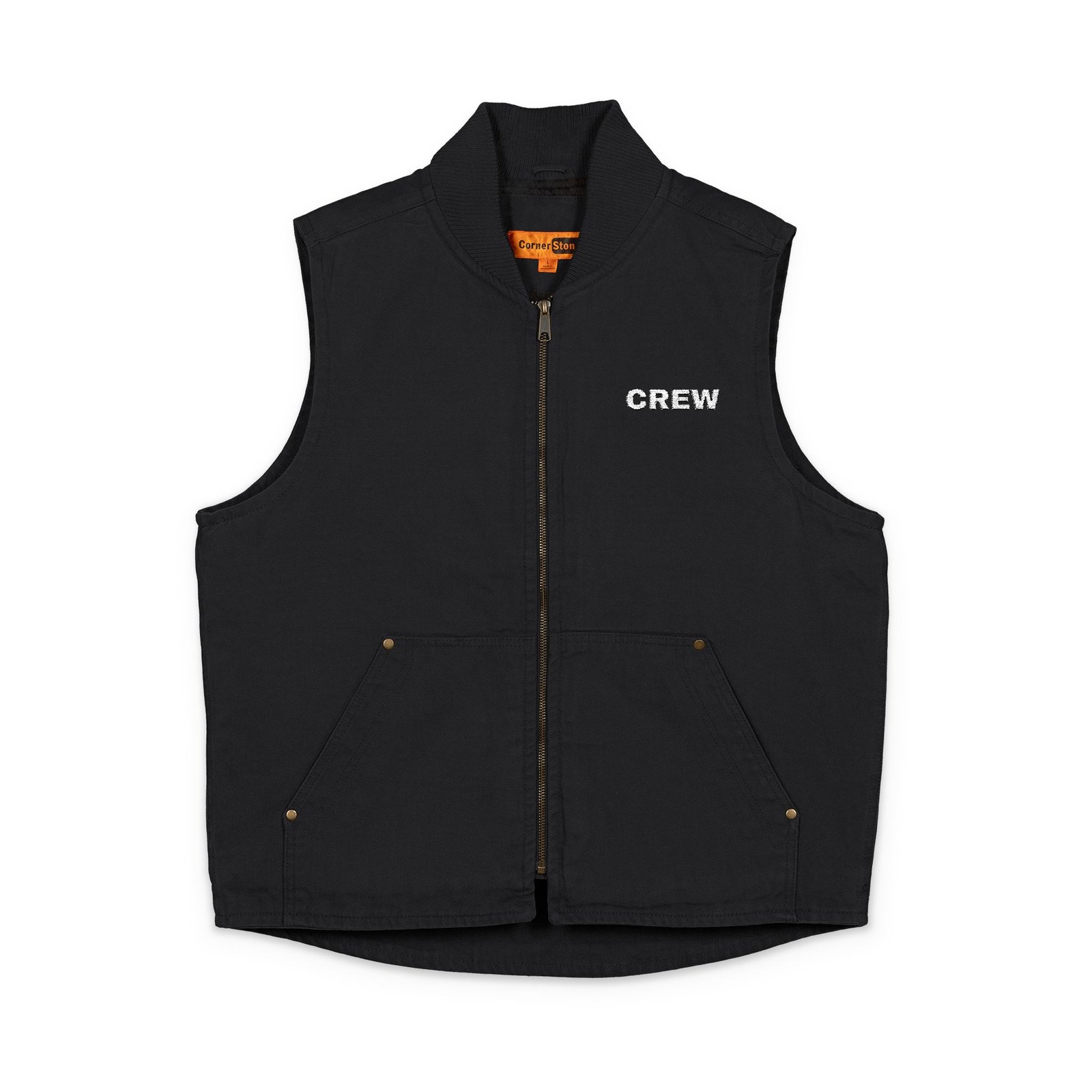 Embroidered Washed Duck Cloth Work Vest – Durable Utility Vest with Chest Logo