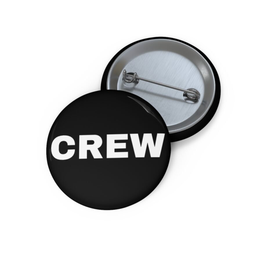 Crew Pin Button — Black Crew Badge Button for Staff, Events & Backstage