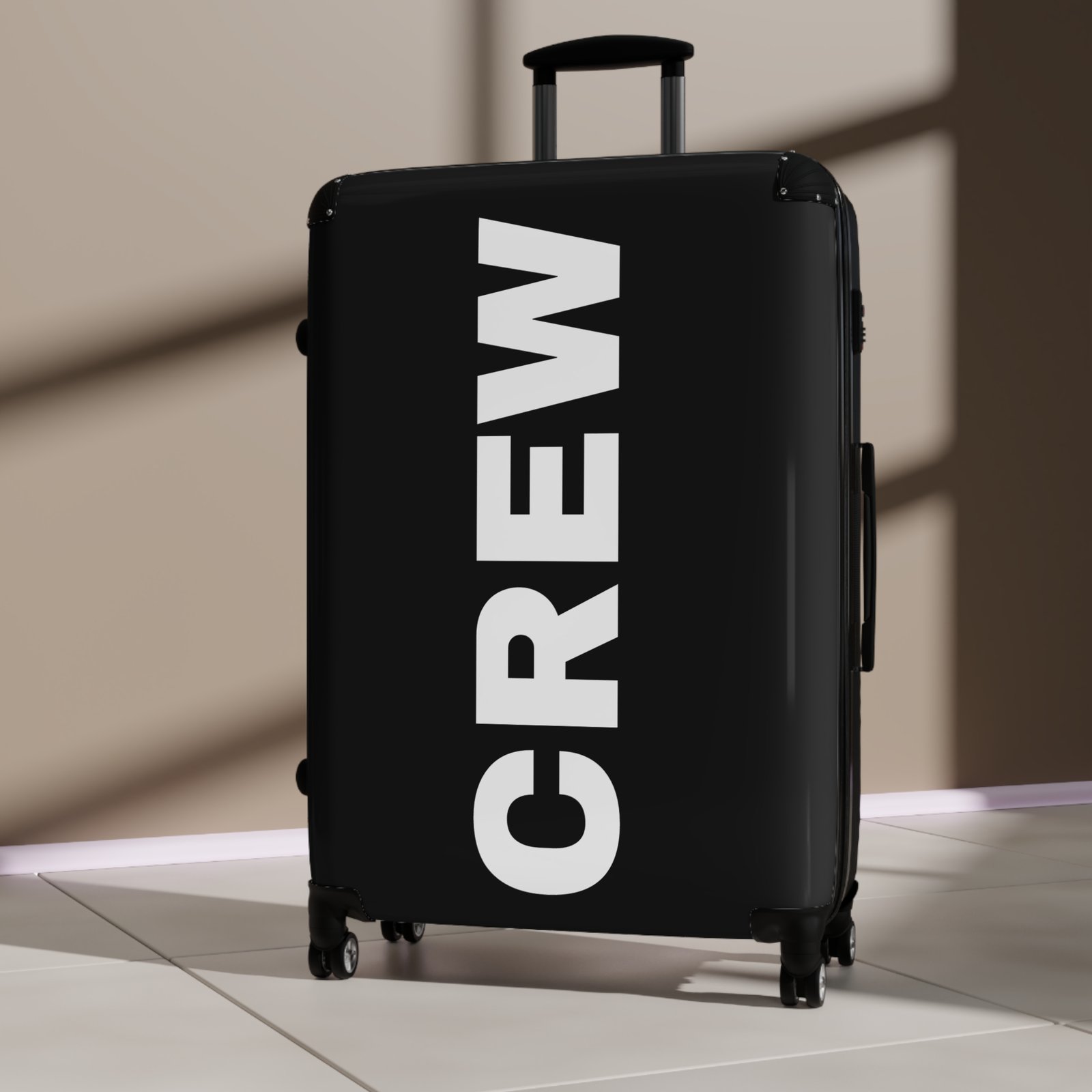 Crew Bold Text Carry-On Suitcase – Black Monogram Travel Luggage - Image 12